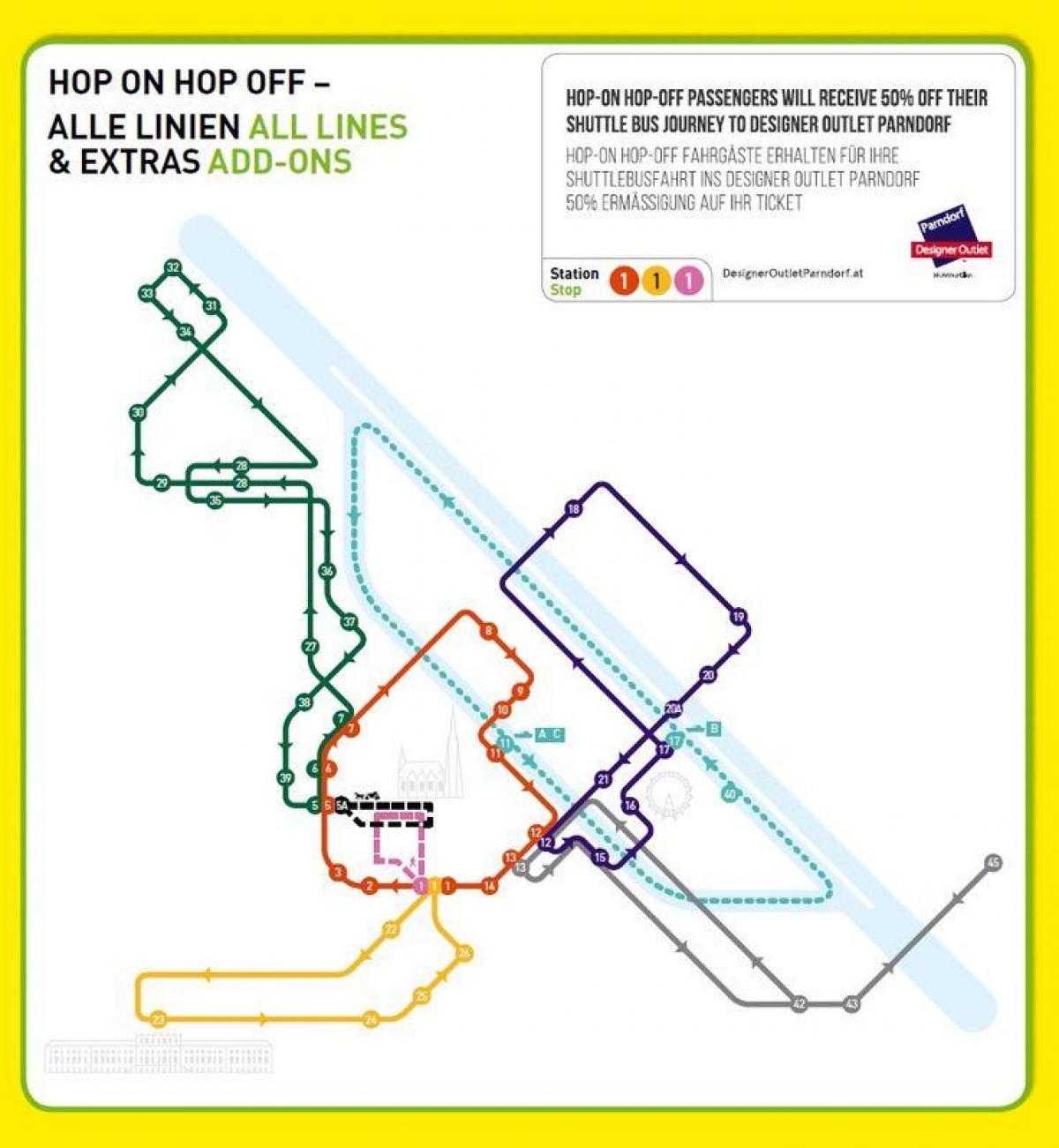 Viyana hop hop otobüs turu haritadan 