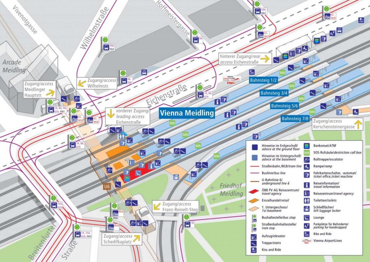 Viyana'nın ana tren istasyonu haritası