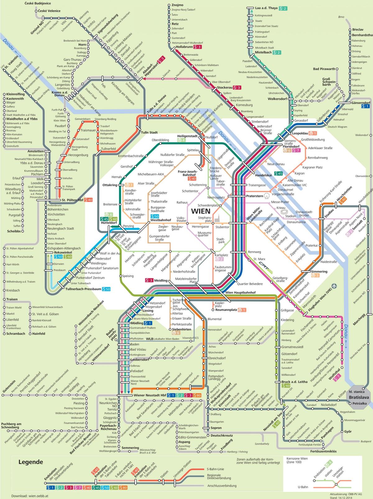 Viyana şehir ulaşım haritası