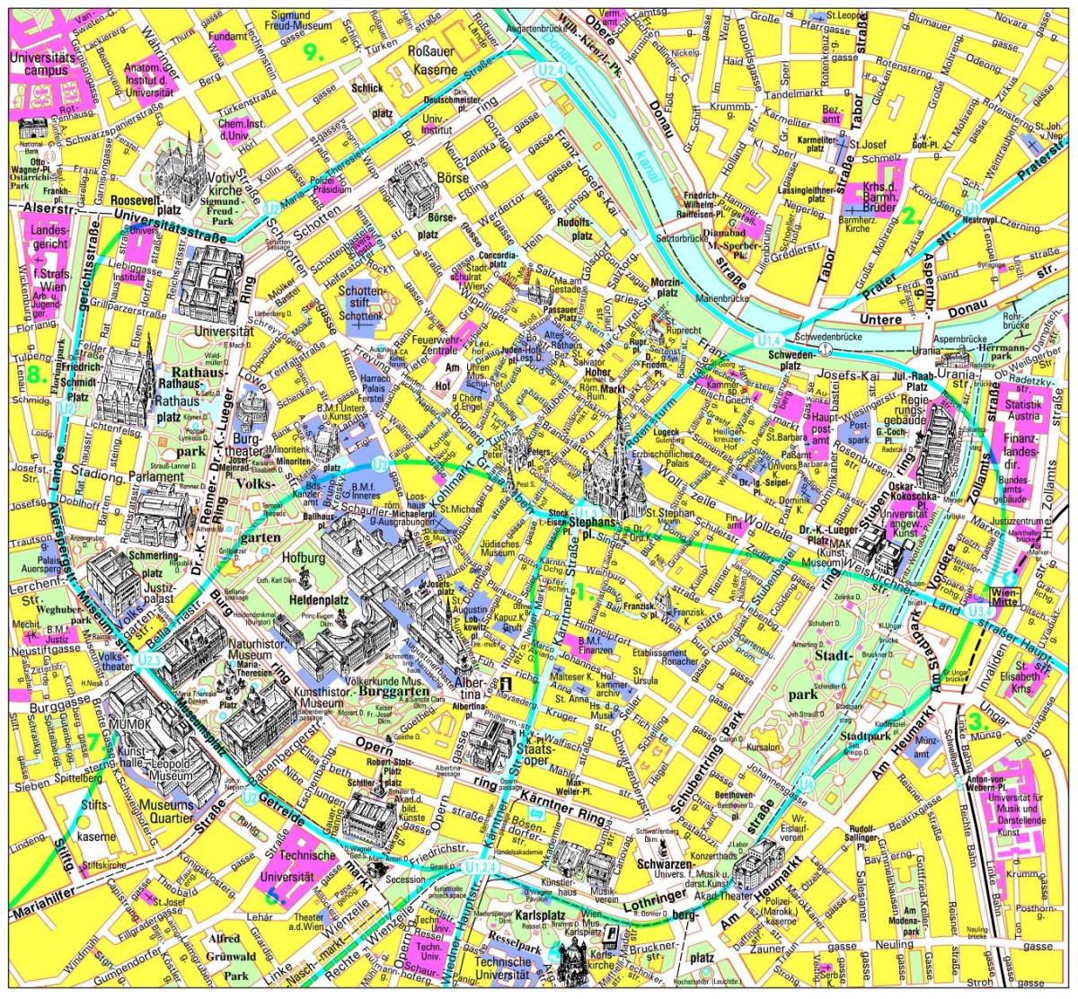 Viyana haritası ziyaret yerleri 